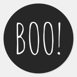 Boo Halloween | Svart typografi för en kuslig fest Runt Klistermärke