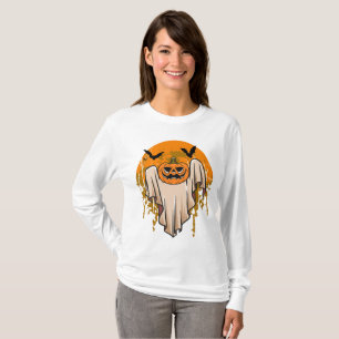Boo Halloween T-shirt med svart fladdermus och pum