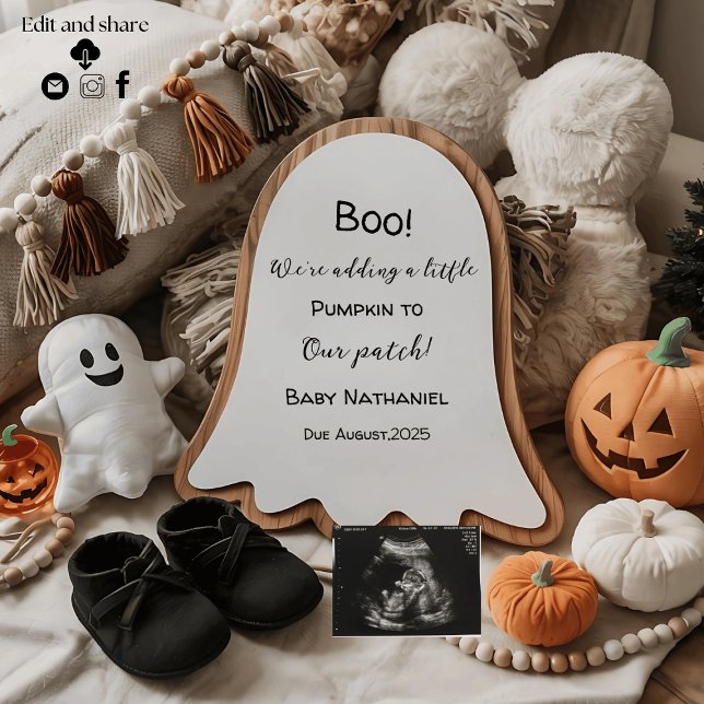 Boo Halloween-tematisk söt graviditetsbekännelse Inbjudningar (Skapare uppladdad)