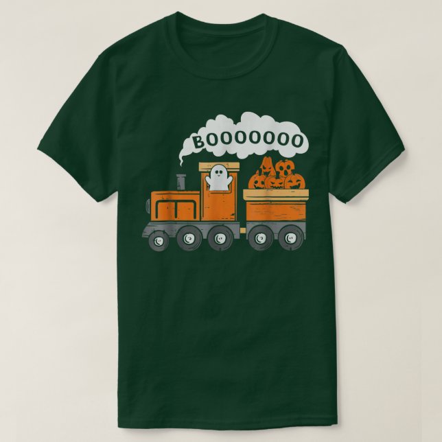 Boo Halloween Train BOOOOO Funny Ghost Pumpkin Kid T Shirt (Design framsida)