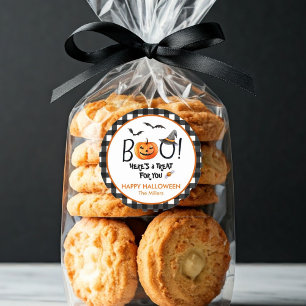 BOO Halloween Treat Pumpkin round Runt Klistermärke