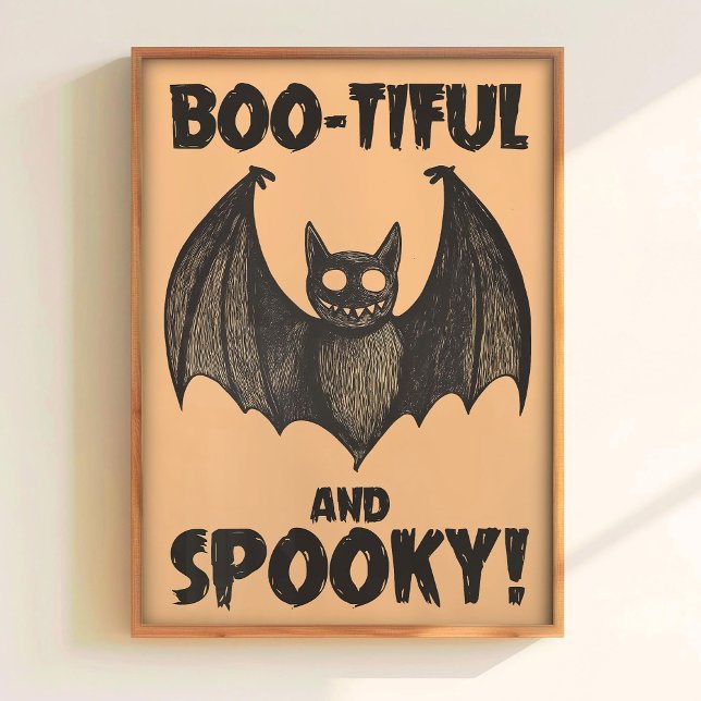 BOO Halloween Väggkonst Utskriftbar Söt Fladdermus (Skapare uppladdad)