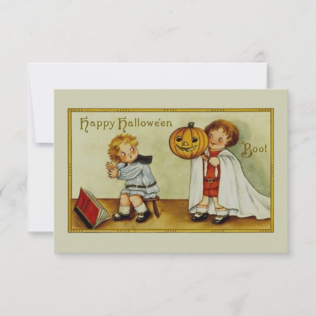Boo! Halloween-Vintagen Inbjudningar (Framsida)