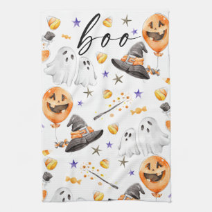 Boo Halloween Watercolor Kökshandduk