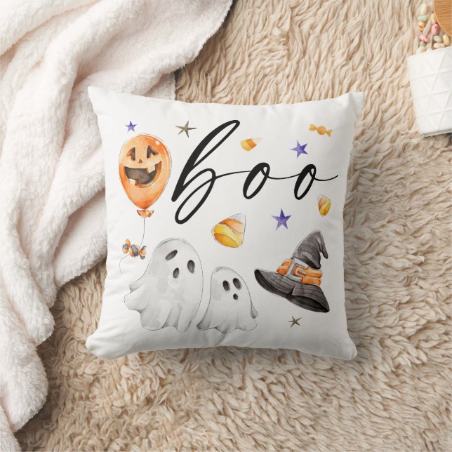 Boo Halloween Watercolor Kudde (Filt)