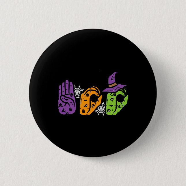 Boo Händer American Sign Language Pride Asl Hallow Knapp (Framsida)