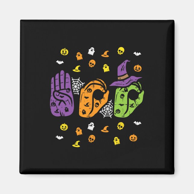 Boo Händer American Sign Language Pride ASL Hallow Magnet (Framsidan)