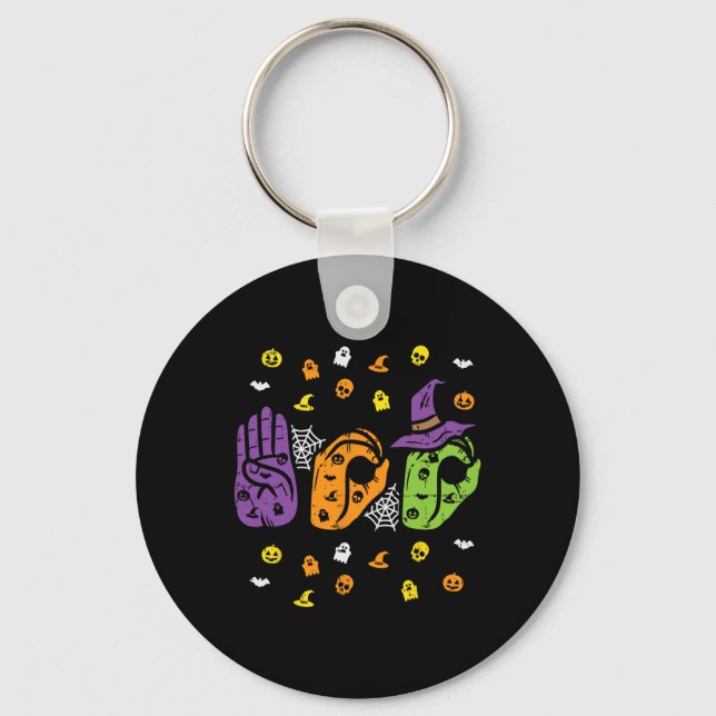 Boo Händer American Sign Language Pride Asl Hallow Nyckelring (Framsida)