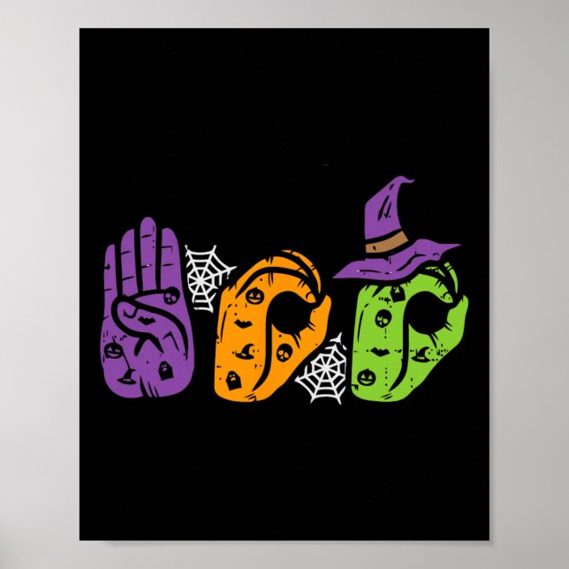 Boo Händer American Sign Language Pride Asl Hallow Poster (Framsidan)
