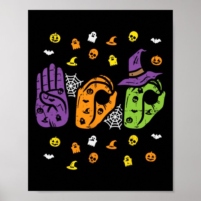 Boo Händer American Sign Language Pride Asl Hallow Poster (Framsidan)