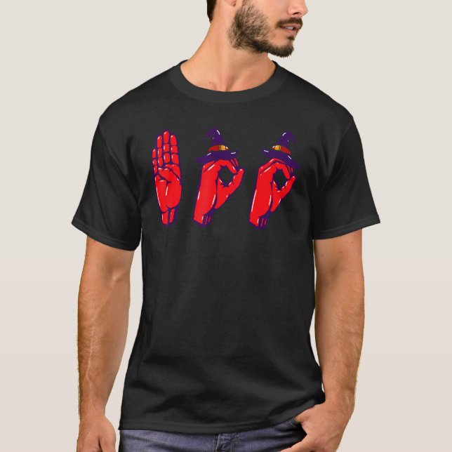 Boo Händer American Sign Language Pride ASL Hallow T Shirt (Framsida)