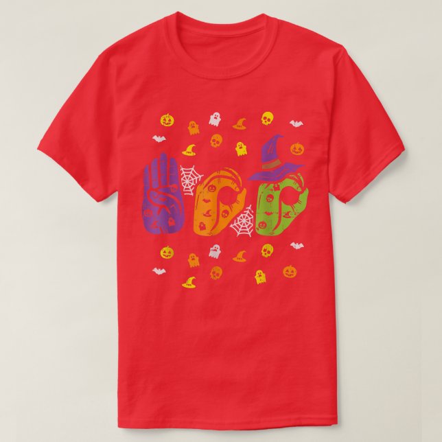 Boo Händer American Sign Language Pride Asl Hallow T Shirt (Design framsida)