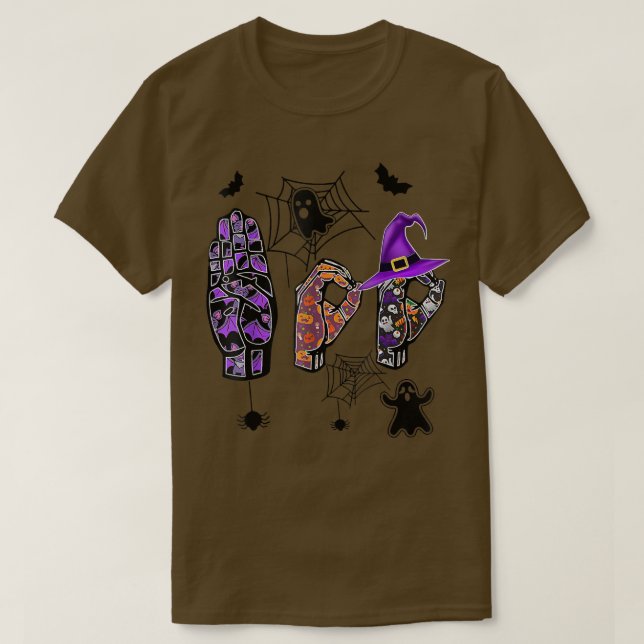 Boo Händer American Sign Language Pride ASL Hallow T Shirt (Design framsida)