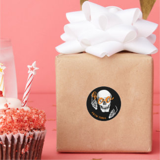 Boo! Handmålat Skulldekal Runt Klistermärke