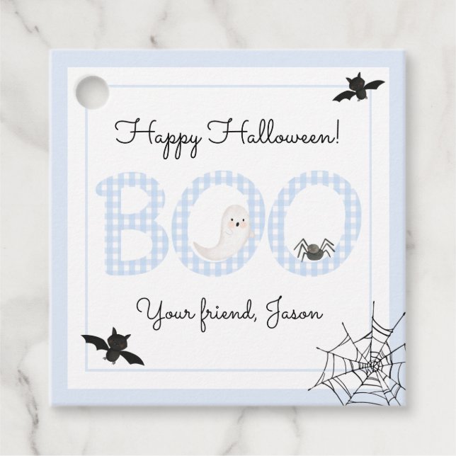 BOO Happy halloween Blue Boy Spooky Gåvor Etiketter (Framsida)