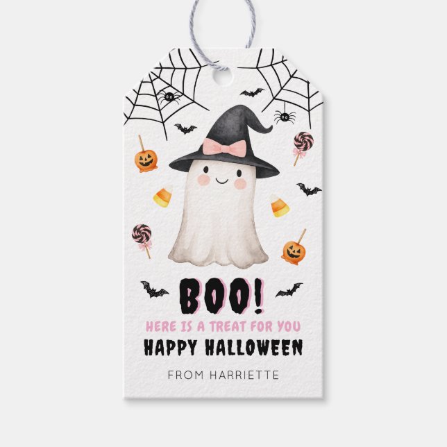 Boo Happy halloween Cute Ghost Gift Märkres Presentetikett (Framsidan)