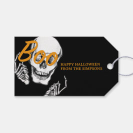 Boo Happy halloween Funny Skull party Presentetikett