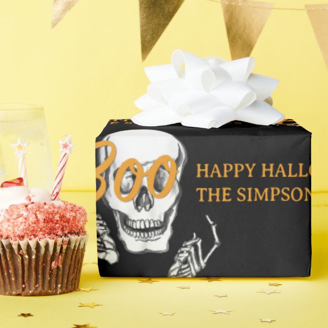 Boo Happy halloween Funny Skull party Presentpapper (Födelsedagsfest)