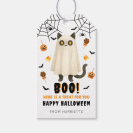 Boo Happy halloween Ghost Cat Gift Märkres Presentetikett