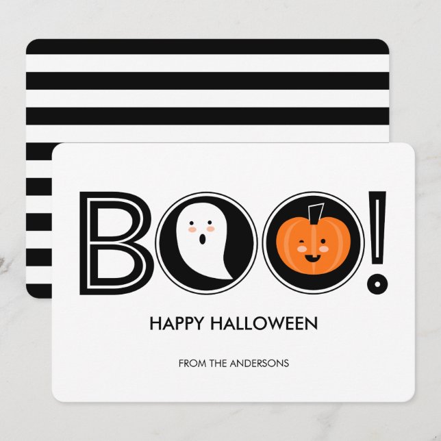 Boo! Happy halloween-platta kort (Fram/baksida)