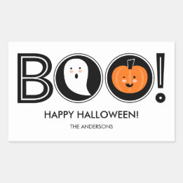 Boo! Happy halloween Sticker Rektangulärt Klistermärke