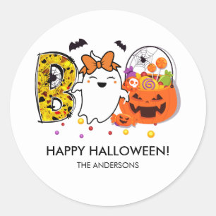 Boo! Happy halloween Sticker Runt Klistermärke