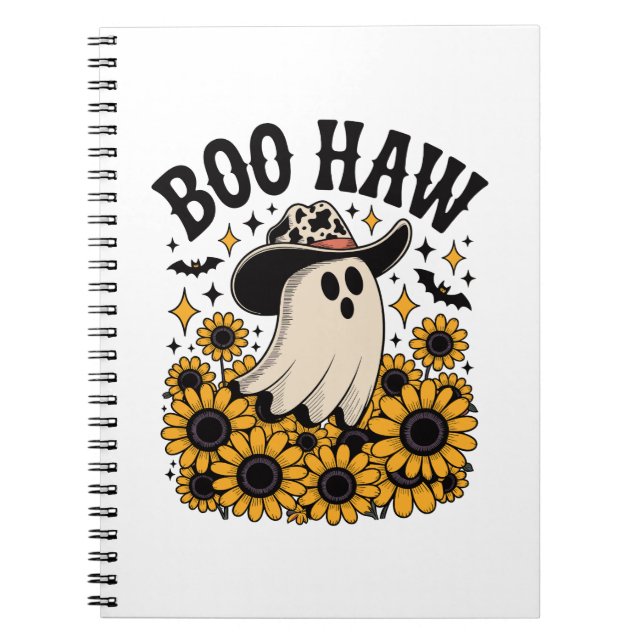 Boo Haw Cow Ghost Western Halloween Anteckningsbok (Framsidan)
