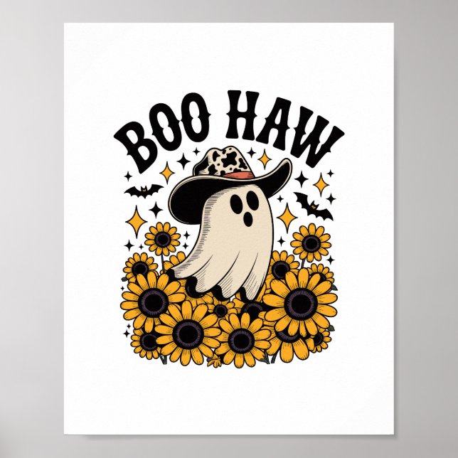 Boo Haw Cow Ghost Western Halloween Poster (Framsidan)
