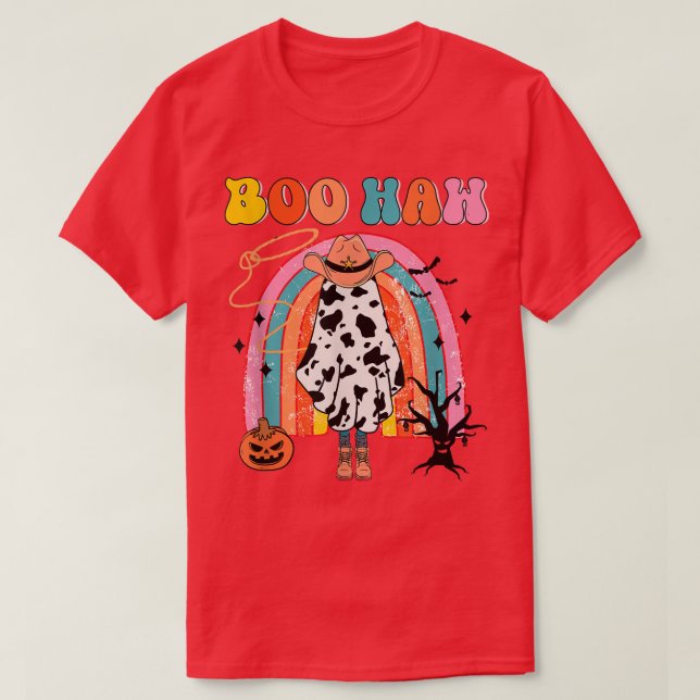Boo Haw Cowboy Halloween Cowgirl Ghost Western Ret T Shirt (Design framsida)