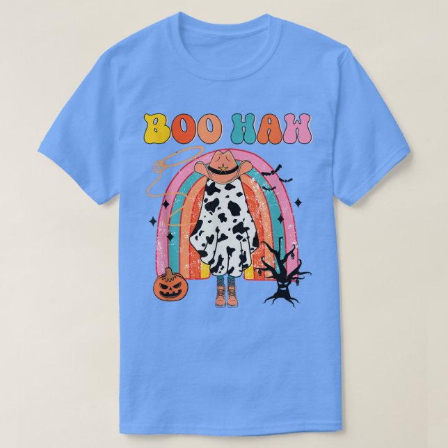 Boo Haw Cowboy Halloween Cowgirl Ghost Western Ret T Shirt (Design framsida)