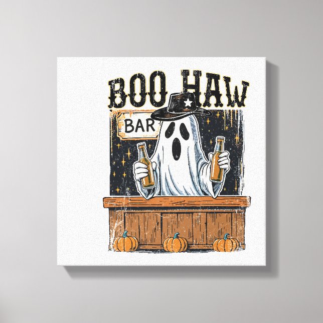 Boo Haw Retro Västern Halloween Canvastryck (Framsida)