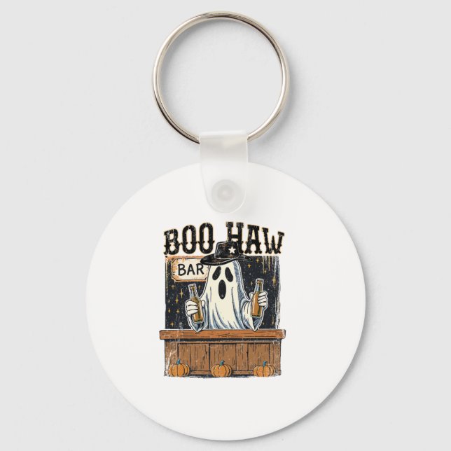 Boo Haw Retro Western Halloween Nyckelring (Framsida)