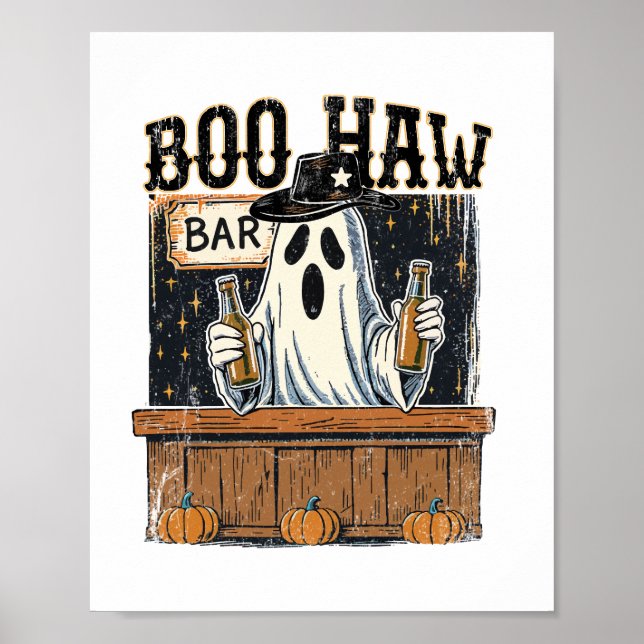 Boo Haw Retro Western Halloween Poster (Framsidan)