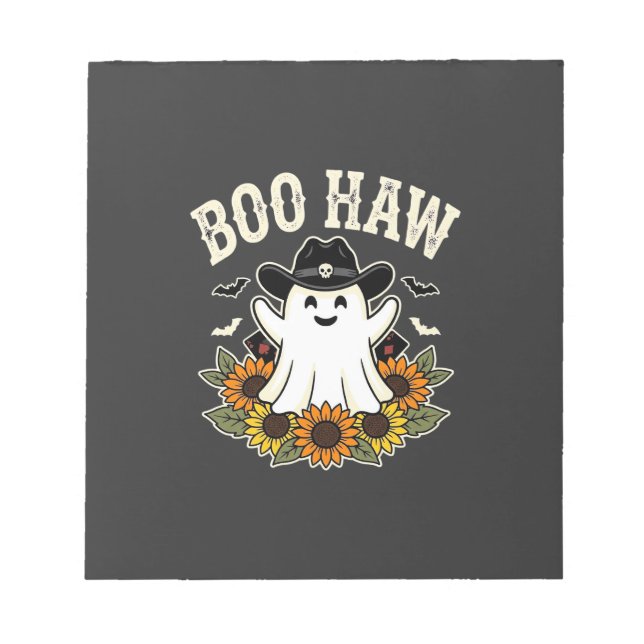 Boo Haw Västerländsk Halloween-spökdesign Anteckningsblock (Framsida)