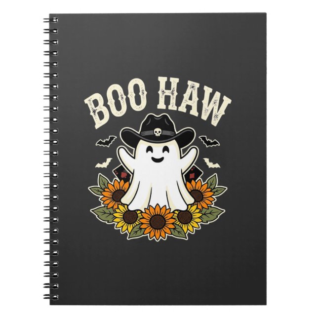 Boo Haw västerländsk Halloween-spökdesign Anteckningsbok (Framsidan)