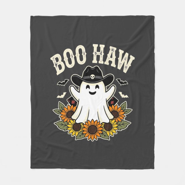 Boo Haw Västerländsk Halloween-spökdesign Fleecefilt (Framsidan)