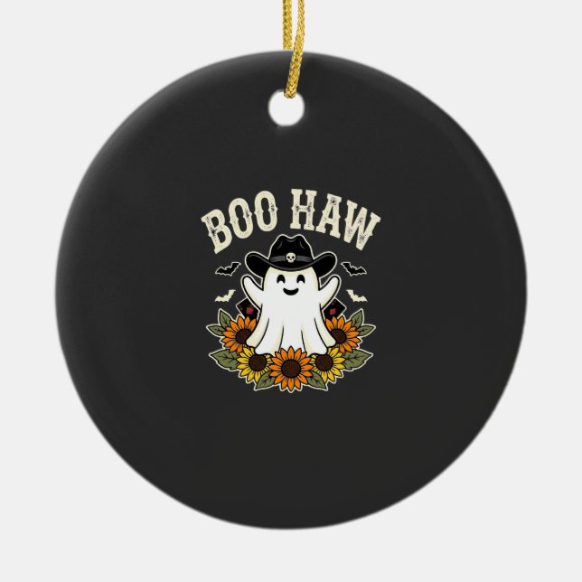 Boo Haw Västerländsk Halloween-spökdesign Julgransprydnad Keramik (Framsidan)