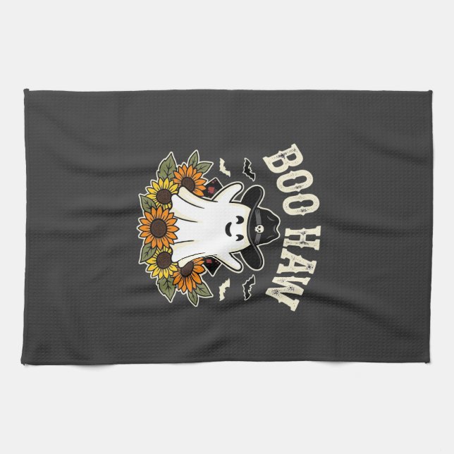 Boo Haw västerländsk Halloween-spökdesign Kökshandduk (Horisontell)
