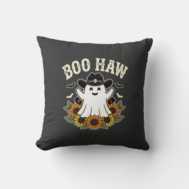 Boo Haw Västerländsk Halloween-spökdesign Kudde (Framsida)