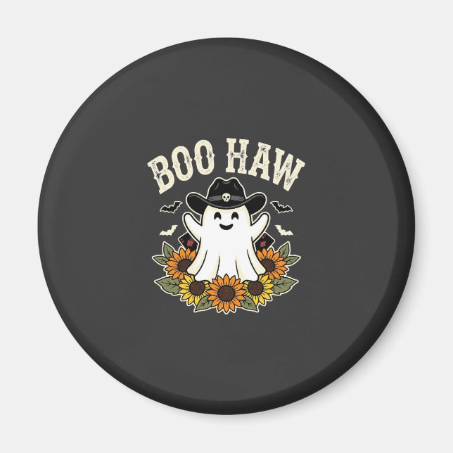 Boo Haw västerländsk Halloween-spökdesign Magnet (Framsidan)