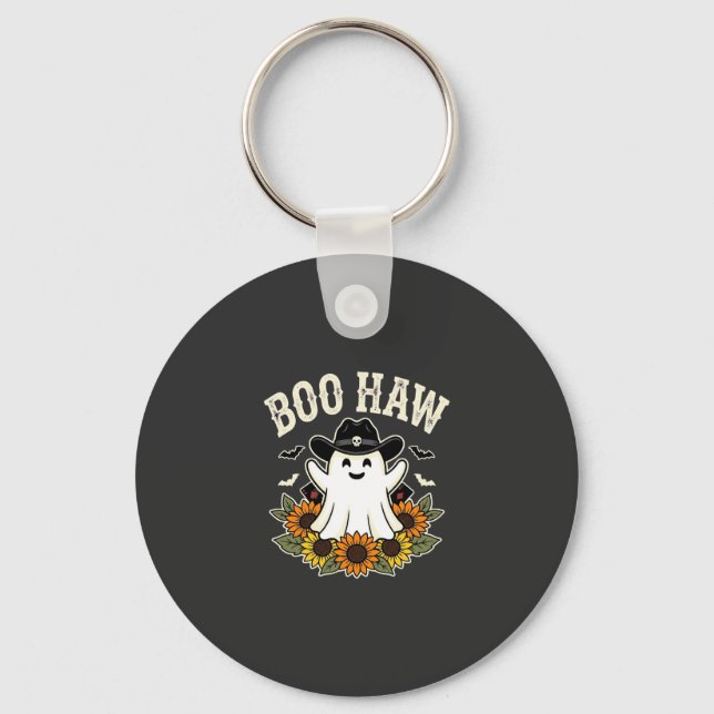 Boo Haw Västerländsk Halloween-spökdesign Nyckelring (Framsida)