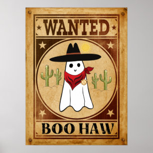 Boo Haw! Western Vintage Retro Cowboy Ghost ville Poster