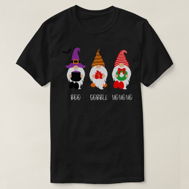 Boo HoHoHo Gnomes Cute God jul T Shirt (Design framsida)