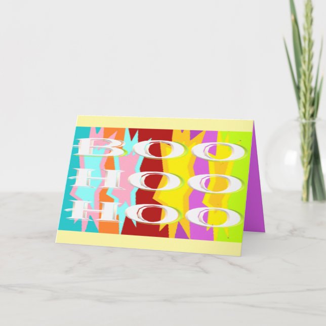 Boo Hoo-design flash färg vit text Kort (Framsida)