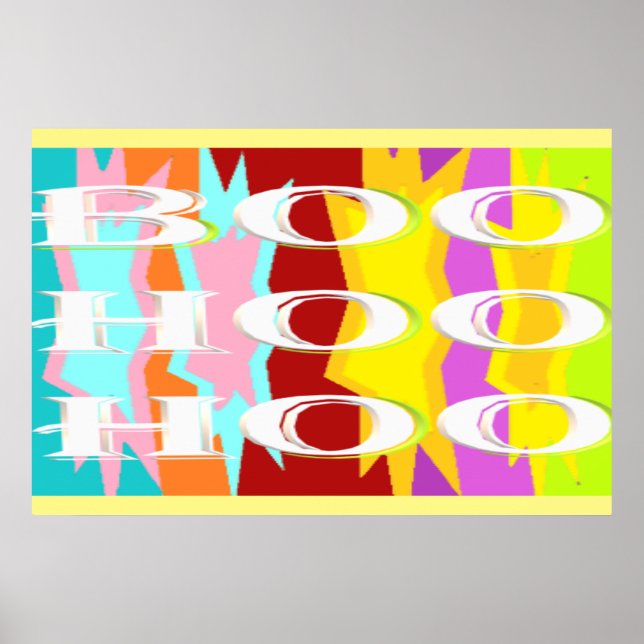 Boo Hoo-design flash färg vit text Poster (Framsidan)