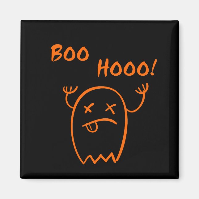 Boo Hooo Halloween Ghost Mörk Monotone Magnet (Framsidan)
