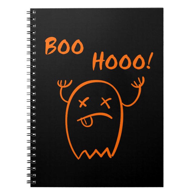 Boo Hooo Halloween-spöke Mörk monokrom Anteckningsbok (Framsidan)