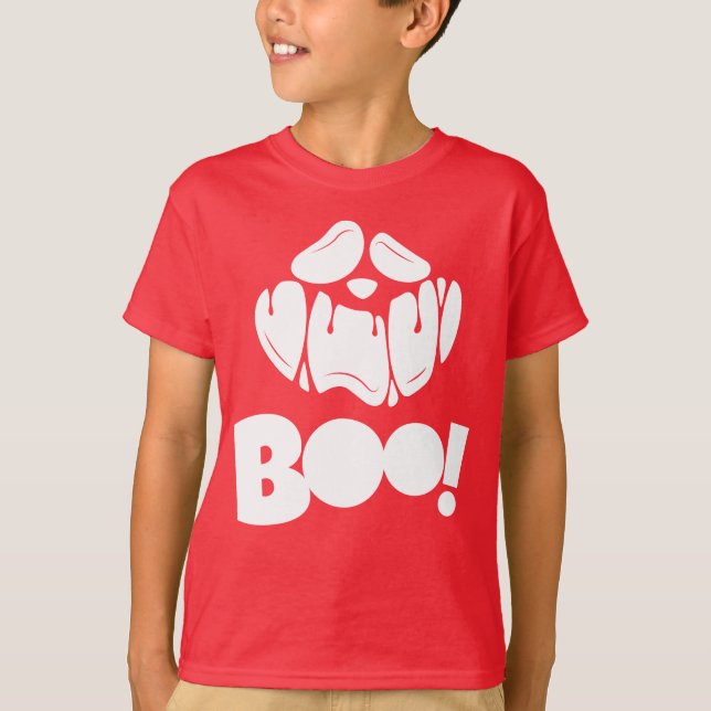 Boo Horror Ansikte Happy halloween T Shirt (Framsida)