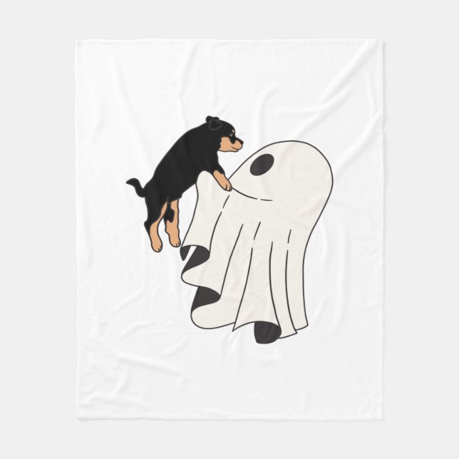 Boo Hund Halloween Hund Spooky Fleecefilt (Framsidan)