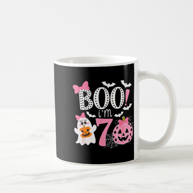 Boo I'm Seven Ghost Seventh 7th Birthday Halloween Kaffemugg (Höger)